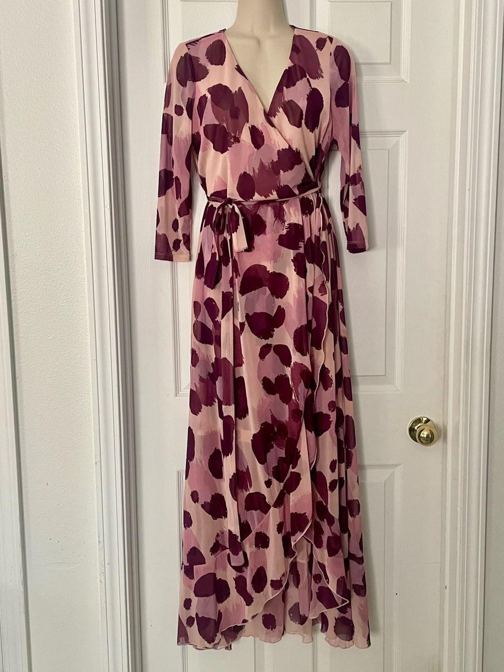 Pink & Purple Printed Wrap Maxi Dress